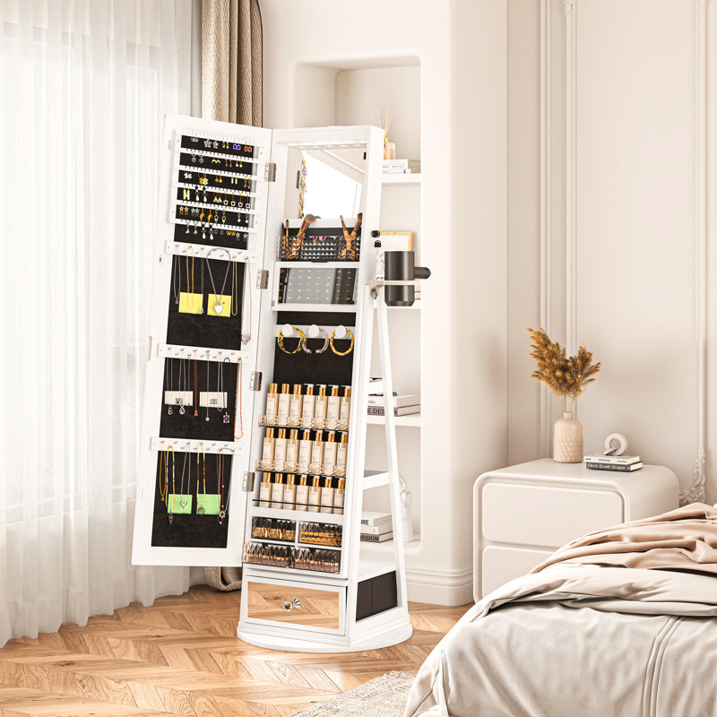 Free standing mirror jewellery cabinet sales